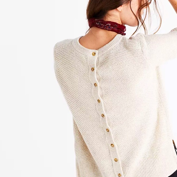 Madewell Sweaters - MADEWELL Sweater Waffle Knit Button Back Cardigan Ivory Medium